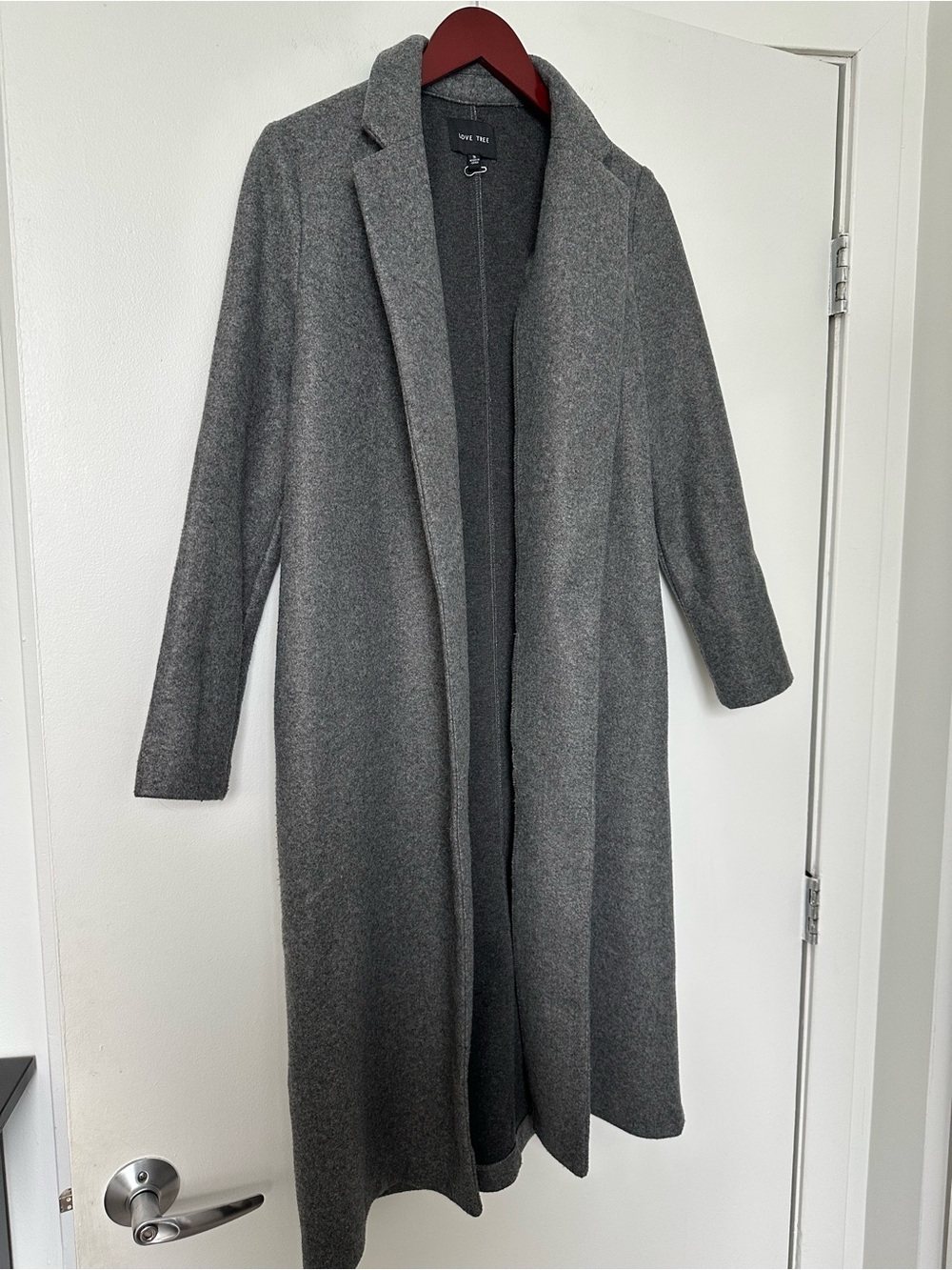 Charcoal Gray Long Open-Front Pea Coat